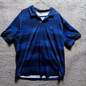 Greg Norman Shark Polo Shirt Men’s XXL Blue Striped Performance Golf